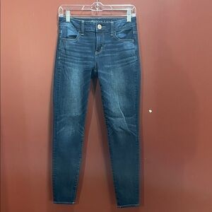 American Eagle Outfitters Dark Blue High-Rise Skinny Jeans